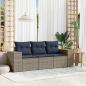 Preview: ARDEBO.de - 3-teiliges Gartensofa-Set mit Kissen, grau, Polyrattan