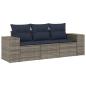 Preview: 3-teiliges Gartensofa-Set mit Kissen, grau, Polyrattan