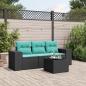 Preview: ARDEBO.de - 4-teiliges Gartensofa-Set mit Kissen, schwarzes Polyrattan