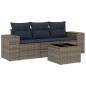 Preview: 4-teiliges Gartensofa-Set mit Kissen, grau, Polyrattan