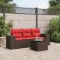 Preview: ARDEBO.de - 4-teiliges Gartensofa-Set mit Kissen, braun, Polyrattan