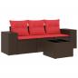 Preview: 4-teiliges Gartensofa-Set mit Kissen, braun, Polyrattan