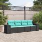 Preview: ARDEBO.de - 4-teiliges Gartensofa-Set mit Kissen, schwarzes Polyrattan