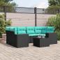 Preview: ARDEBO.de - 7-teiliges Gartensofa-Set mit Kissen, schwarzes Polyrattan