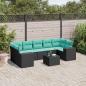 Preview: ARDEBO.de - 8-teiliges Gartensofa-Set mit Kissen, schwarzes Polyrattan