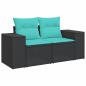 Preview: 8-teiliges Gartensofa-Set mit Kissen, schwarzes Polyrattan