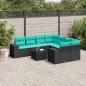 Preview: ARDEBO.de - 9-teiliges Gartensofa-Set mit Kissen, schwarzes Polyrattan