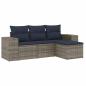Preview: 4-teiliges Gartensofa-Set mit Kissen, grau, Polyrattan