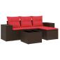 Preview: 5-teiliges Gartensofa-Set mit Kissen, braun, Polyrattan