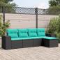 Preview: ARDEBO.de - 5-teiliges Gartensofa-Set mit Kissen, schwarzes Polyrattan