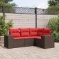 Preview: ARDEBO.de - 4-teiliges Gartensofa-Set mit Kissen, braun, Polyrattan