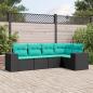 Preview: ARDEBO.de - 5-teiliges Gartensofa-Set mit Kissen, schwarzes Polyrattan
