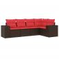 Preview: 5-teiliges Gartensofa-Set mit Kissen, braun, Polyrattan