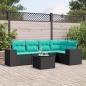 Preview: ARDEBO.de - 6-teiliges Gartensofa-Set mit Kissen, schwarzes Polyrattan