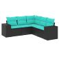 Preview: 5-teiliges Gartensofa-Set mit Kissen, schwarzes Polyrattan