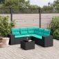 Preview: ARDEBO.de - 6-teiliges Gartensofa-Set mit Kissen, schwarzes Polyrattan