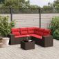 Preview: ARDEBO.de - 6-teiliges Gartensofa-Set mit Kissen, braun, Polyrattan