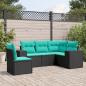 Preview: ARDEBO.de - 5-teiliges Gartensofa-Set mit Kissen, schwarzes Polyrattan