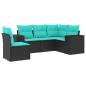 Preview: 5-teiliges Gartensofa-Set mit Kissen, schwarzes Polyrattan