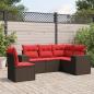 Preview: ARDEBO.de - 5-teiliges Gartensofa-Set mit Kissen, braun, Polyrattan