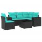 Preview: 6-teiliges Gartensofa-Set mit Kissen, schwarzes Polyrattan