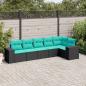 Preview: ARDEBO.de - 6-teiliges Gartensofa-Set mit Kissen, schwarzes Polyrattan