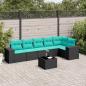 Preview: ARDEBO.de - 7-teiliges Gartensofa-Set mit Kissen, schwarzes Polyrattan