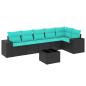 Preview: 7-teiliges Gartensofa-Set mit Kissen, schwarzes Polyrattan