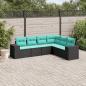 Preview: ARDEBO.de - 6-teiliges Gartensofa-Set mit Kissen, schwarzes Polyrattan