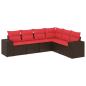 Preview: 6-teiliges Gartensofa-Set mit Kissen, braun, Polyrattan