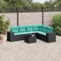 Preview: ARDEBO.de - 7-teiliges Gartensofa-Set mit Kissen, schwarzes Polyrattan