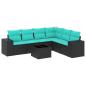 Preview: 7-teiliges Gartensofa-Set mit Kissen, schwarzes Polyrattan