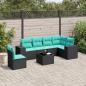 Preview: ARDEBO.de - 7-teiliges Gartensofa-Set mit Kissen, schwarzes Polyrattan