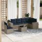 Preview: ARDEBO.de - 7-teiliges Gartensofa-Set mit Kissen, grau, Polyrattan