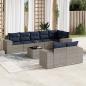 Preview: ARDEBO.de - 9-teiliges Gartensofa-Set mit Kissen, grau, Polyrattan