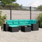 Preview: ARDEBO.de - 7-teiliges Gartensofa-Set mit Kissen, schwarzes Polyrattan