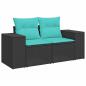 Preview: 7-teiliges Gartensofa-Set mit Kissen, schwarzes Polyrattan