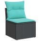 Preview: 7-teiliges Gartensofa-Set mit Kissen, schwarzes Polyrattan