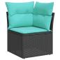 Preview: 7-teiliges Gartensofa-Set mit Kissen, schwarzes Polyrattan