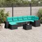Preview: ARDEBO.de - 8-teiliges Gartensofa-Set mit Kissen, schwarzes Polyrattan