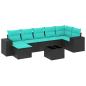 Preview: 8-teiliges Gartensofa-Set mit Kissen, schwarzes Polyrattan