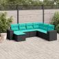 Preview: ARDEBO.de - 7-teiliges Gartensofa-Set mit Kissen, schwarzes Polyrattan