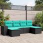Preview: ARDEBO.de - 6-teiliges Gartensofa-Set mit Kissen, schwarzes Polyrattan