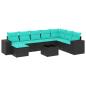Preview: 9-teiliges Gartensofa-Set mit Kissen, schwarzes Polyrattan