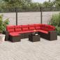 Preview: ARDEBO.de - 9-teiliges Gartensofa-Set mit Kissen, braun, Polyrattan