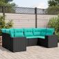 Preview: ARDEBO.de - 6-teiliges Gartensofa-Set mit Kissen, schwarzes Polyrattan
