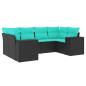 Preview: 6-teiliges Gartensofa-Set mit Kissen, schwarzes Polyrattan