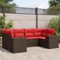 Preview: ARDEBO.de - 6-teiliges Gartensofa-Set mit Kissen, braun, Polyrattan