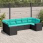 Preview: ARDEBO.de - 7-teiliges Gartensofa-Set mit Kissen, schwarzes Polyrattan