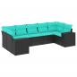 Preview: 7-teiliges Gartensofa-Set mit Kissen, schwarzes Polyrattan